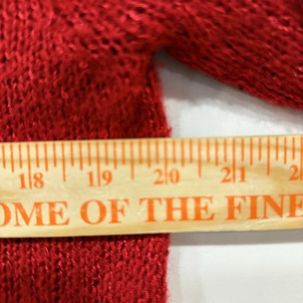 Kenneth‎ Cole Sweater Womens Medium Red Metallic Knit 3/4 Sleeve Pullover - Picture 4 of 5